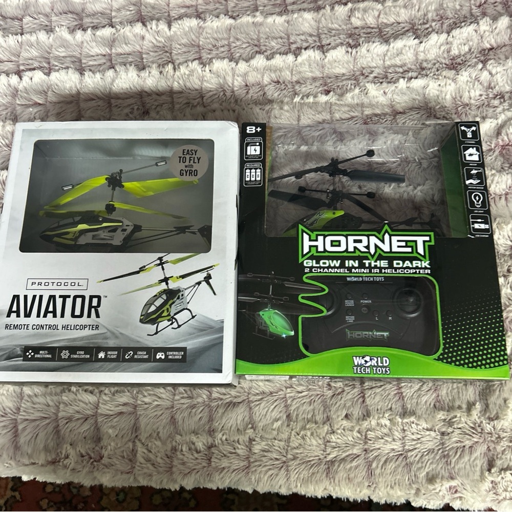 2 R/C Helicopter Hornet Glow In The Dark & Protocol Aviator RC
Helicopter